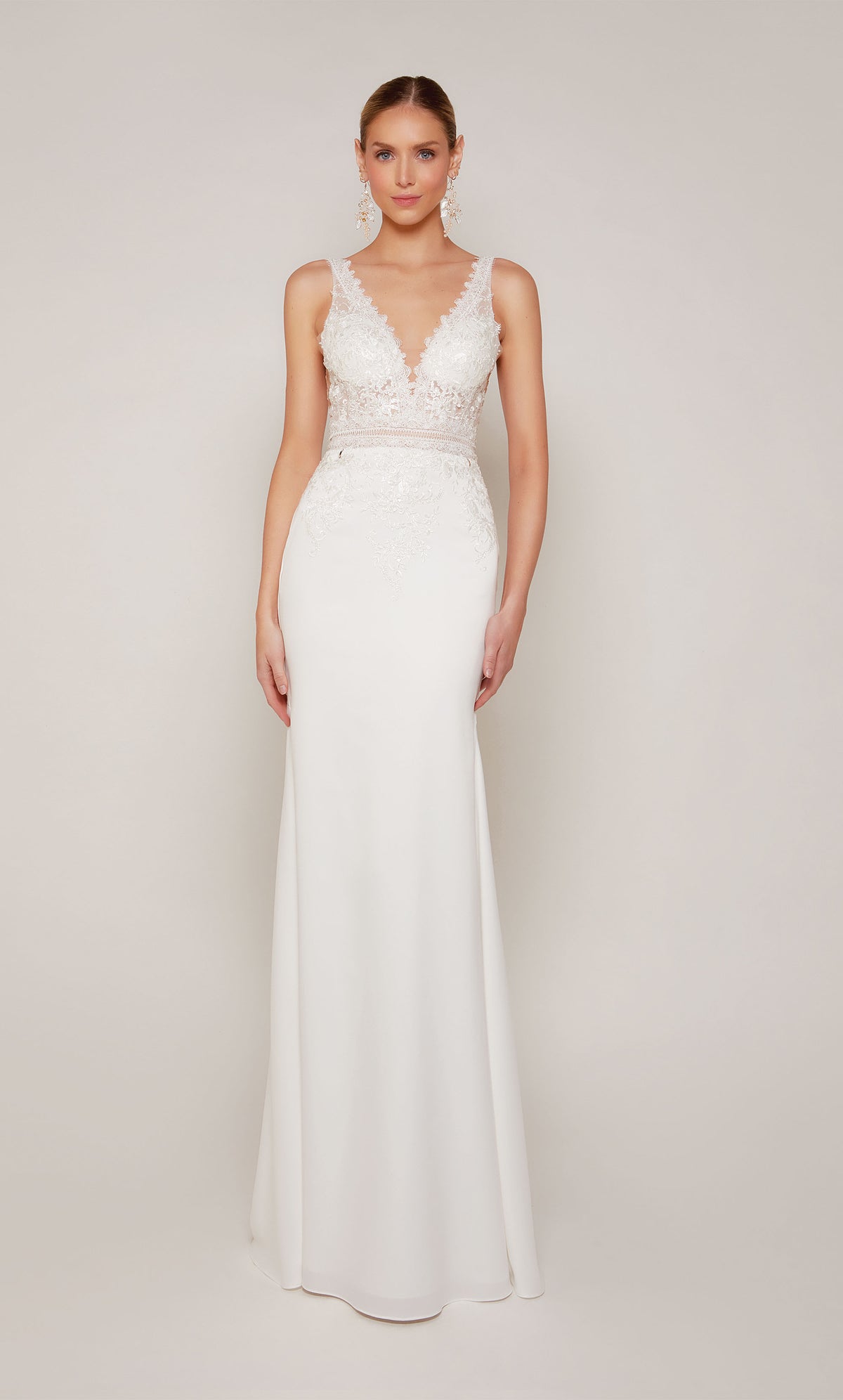 ALYCE Paris 7097 Bridal V-neck Embellished Straight Dress