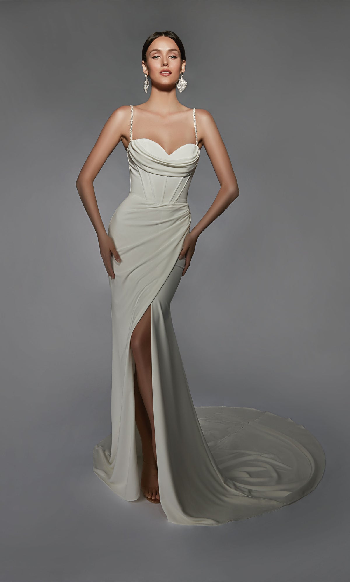 Formal Dress: 7103. Long, Cowl Neck, Straight, Closed Back