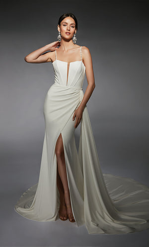 Formal Dress: 7104. Long, Plunging Neckline, Straight