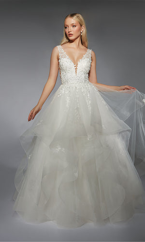 Formal Dress: 7126. Long, Plunging Neckline, Ball Gown, Open Back