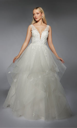 Formal Dress: 7126. Long, Plunging Neckline, Ball Gown, Open Back