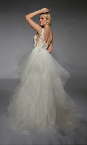 Formal Dress: 7126. Long, Plunging Neckline, Ball Gown, Open Back