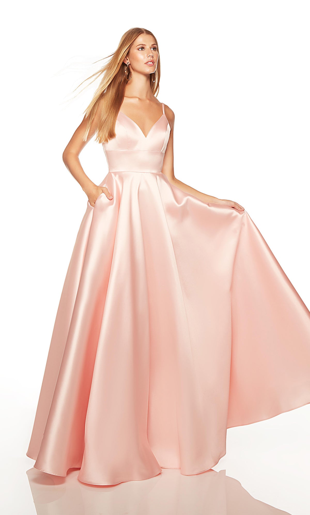 Pink prom dress with a sweetheart neckline and pockets. COLOR-SWATCH_1754__FRENCH-PINK