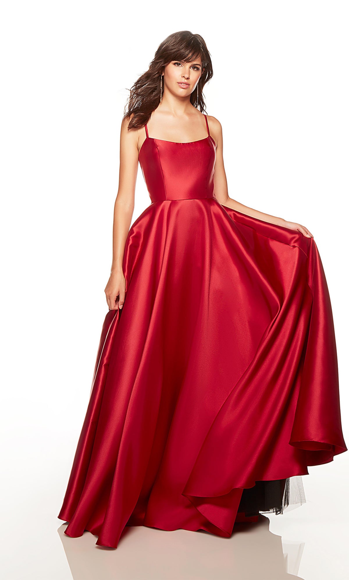 Wine red prom dress with a scoop neck and pockets. COLOR-SWATCH_1755__WINE