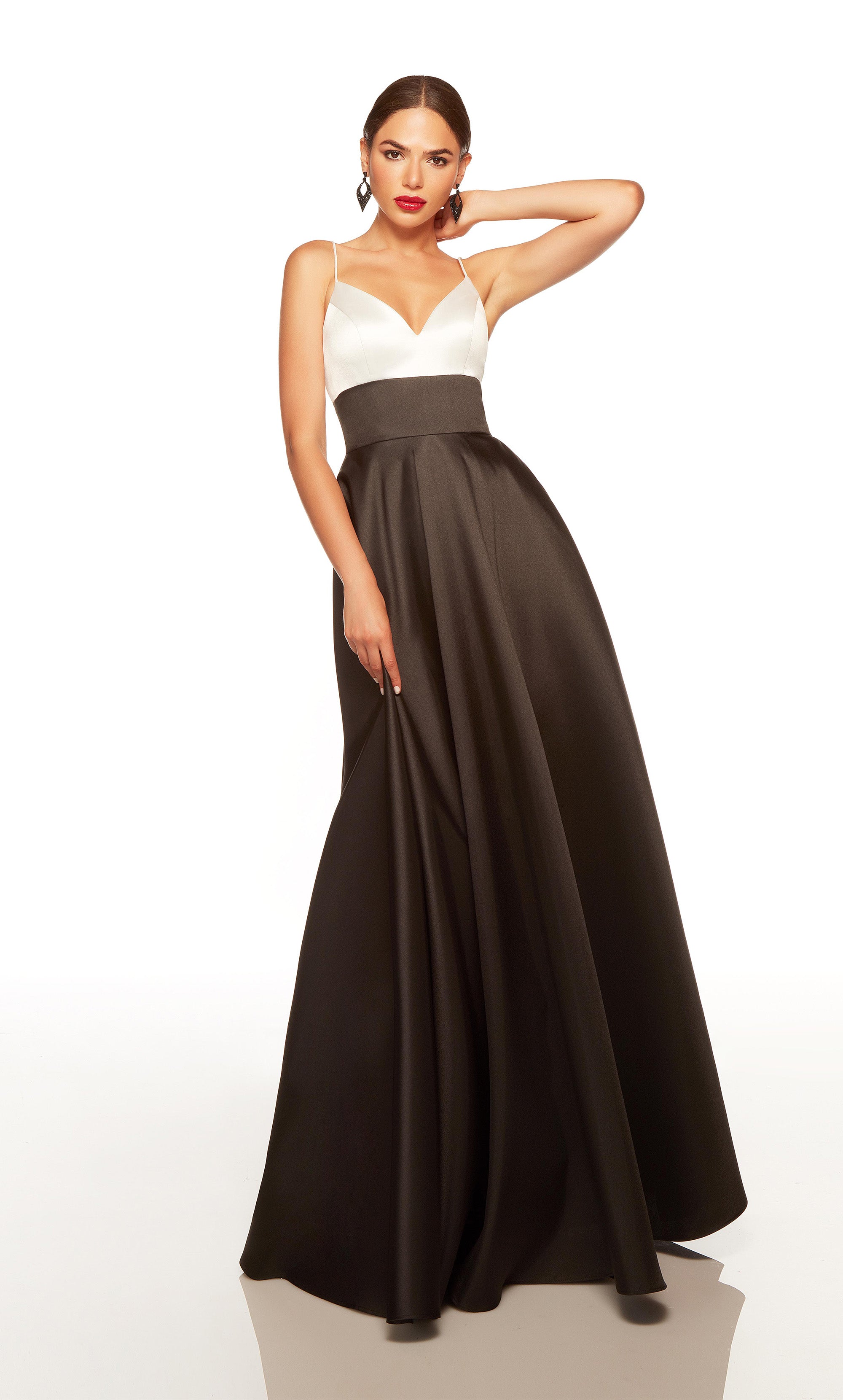 High Low Black White V-Neck Prom Dresses Formal Evening Dresses 996021684