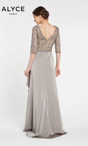 Alyce 27260 long gown with a laced V zip up back