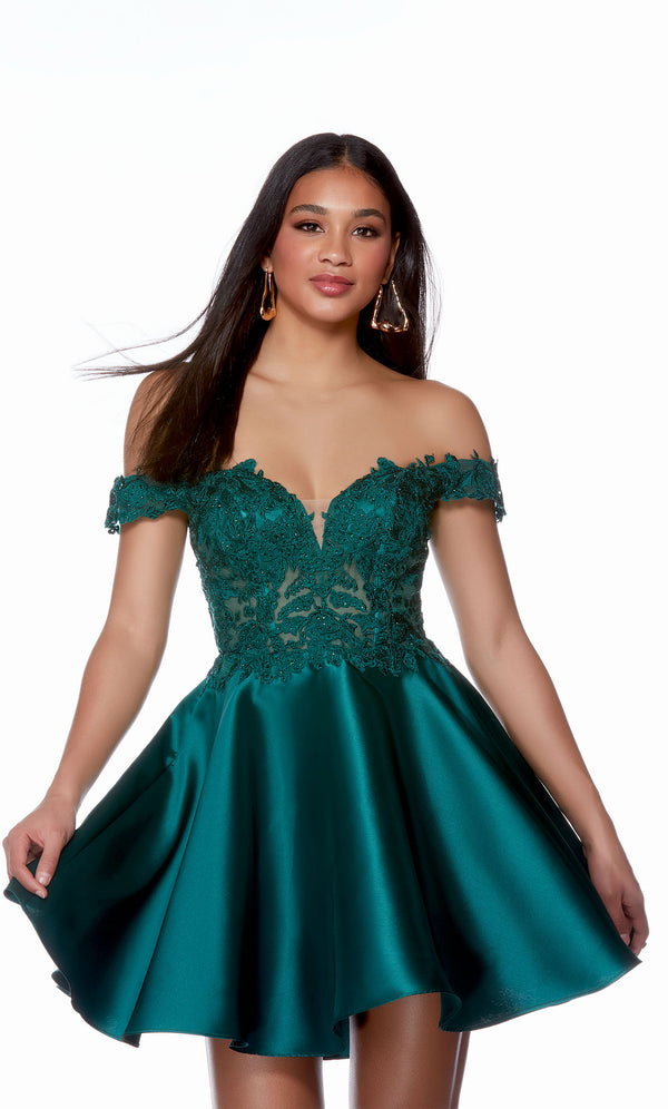 Formal Dress 3141. Short, Off The Shoulder, Aline, Closed Back Alyce Paris
