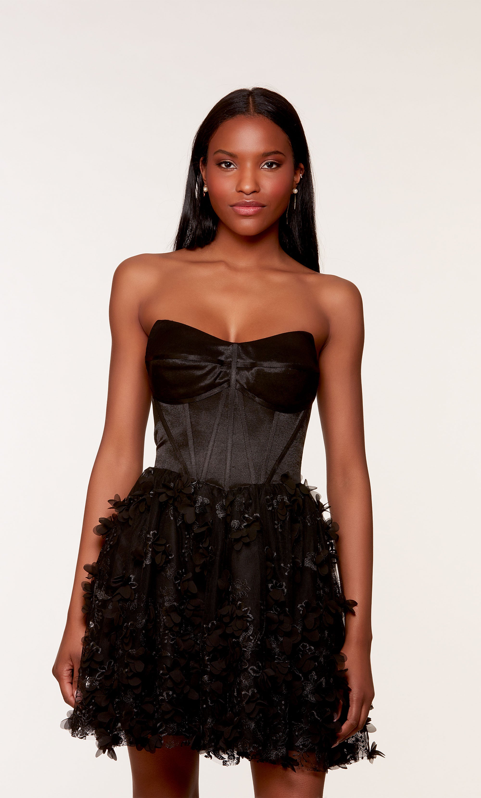 Satin Corset Dress in Black - Black Corset Mini Dress