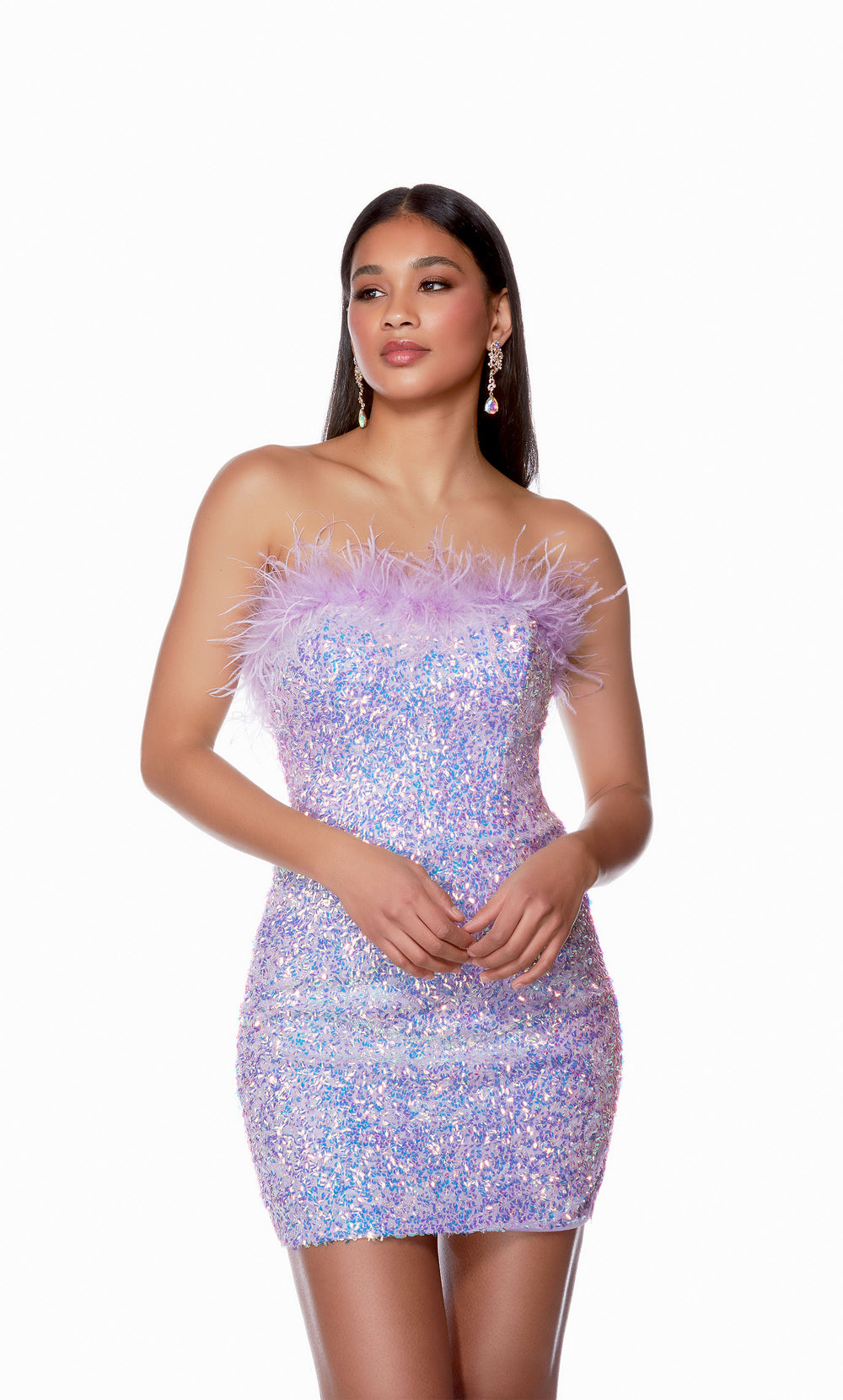 Pearl Pink Cute Strapless Homecoming Dresses With Ostrich Feather – Hoprom