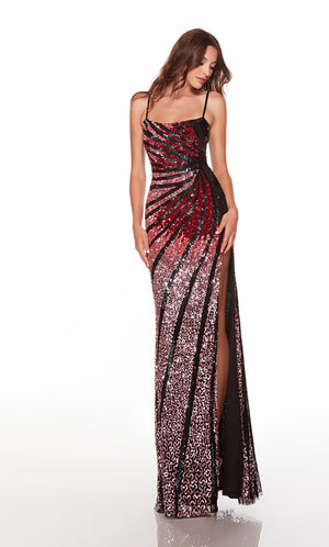 Pretty prom dress with a straight neckline and high side slit. COLOR-SWATCH_61365__BLACK-PINK