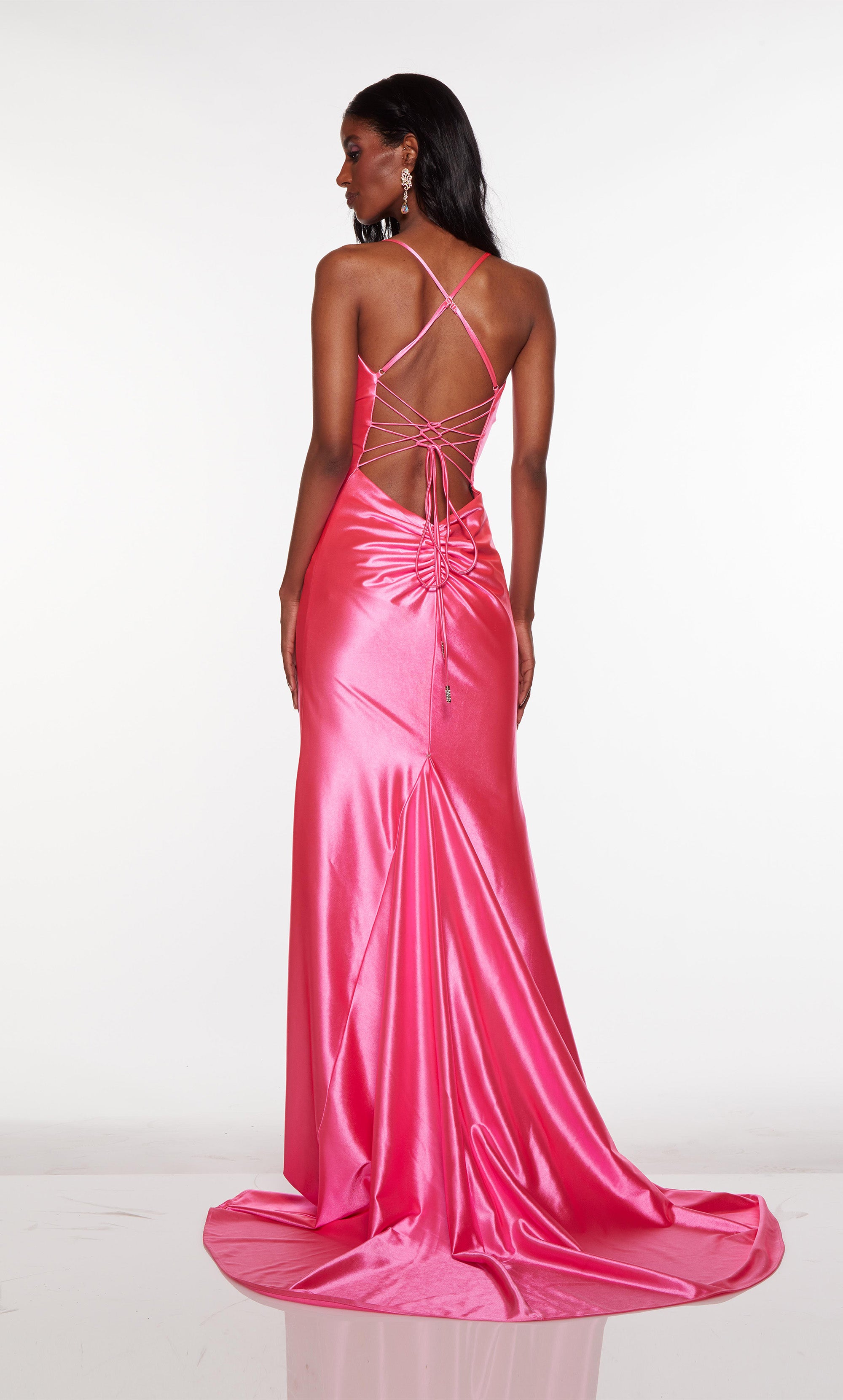 Formal Dress: 61438. Long, Cowl Neck, Straight, Strappy Back