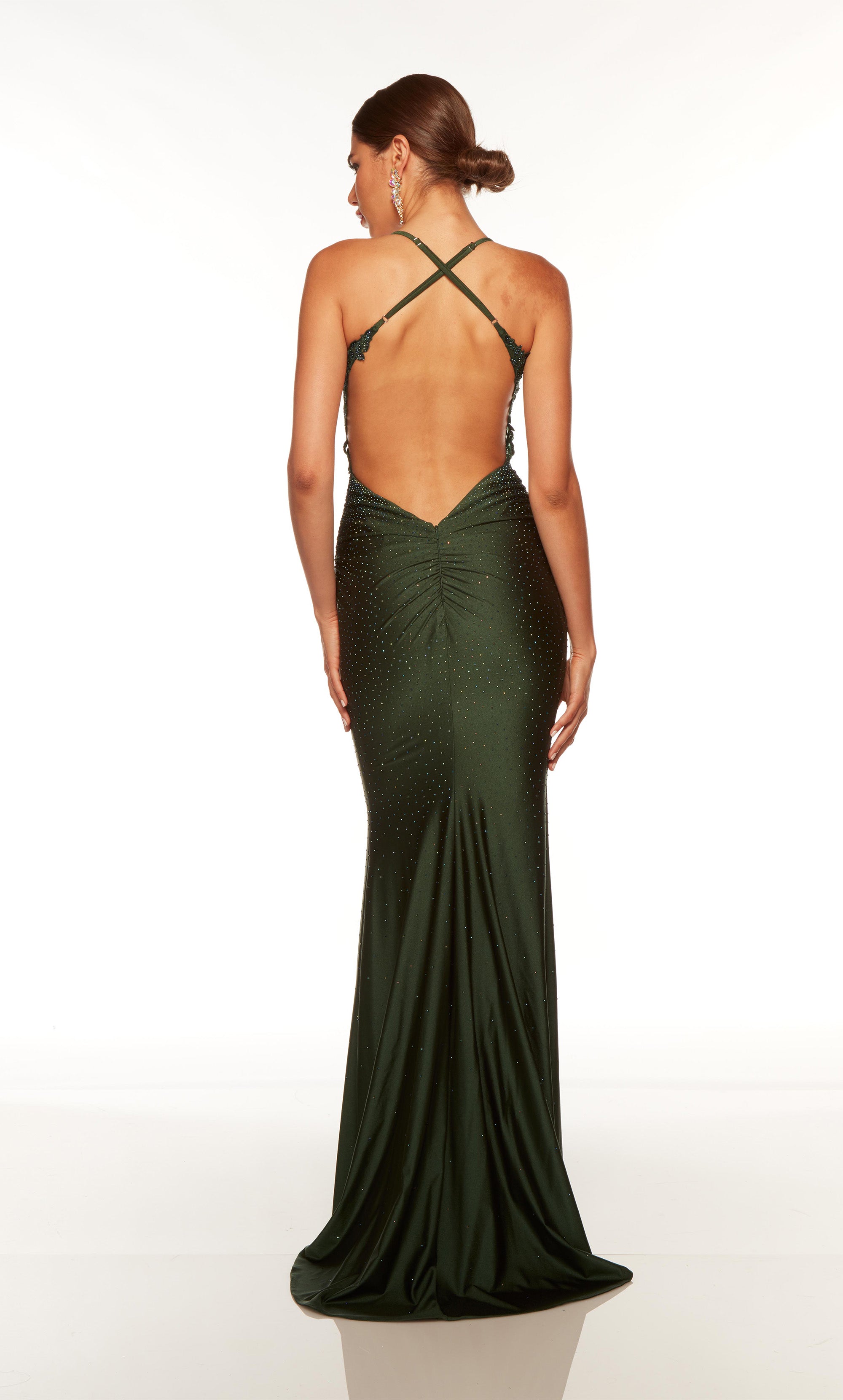 Constance strappy back satin ball dress in ever green - Bay Bridal