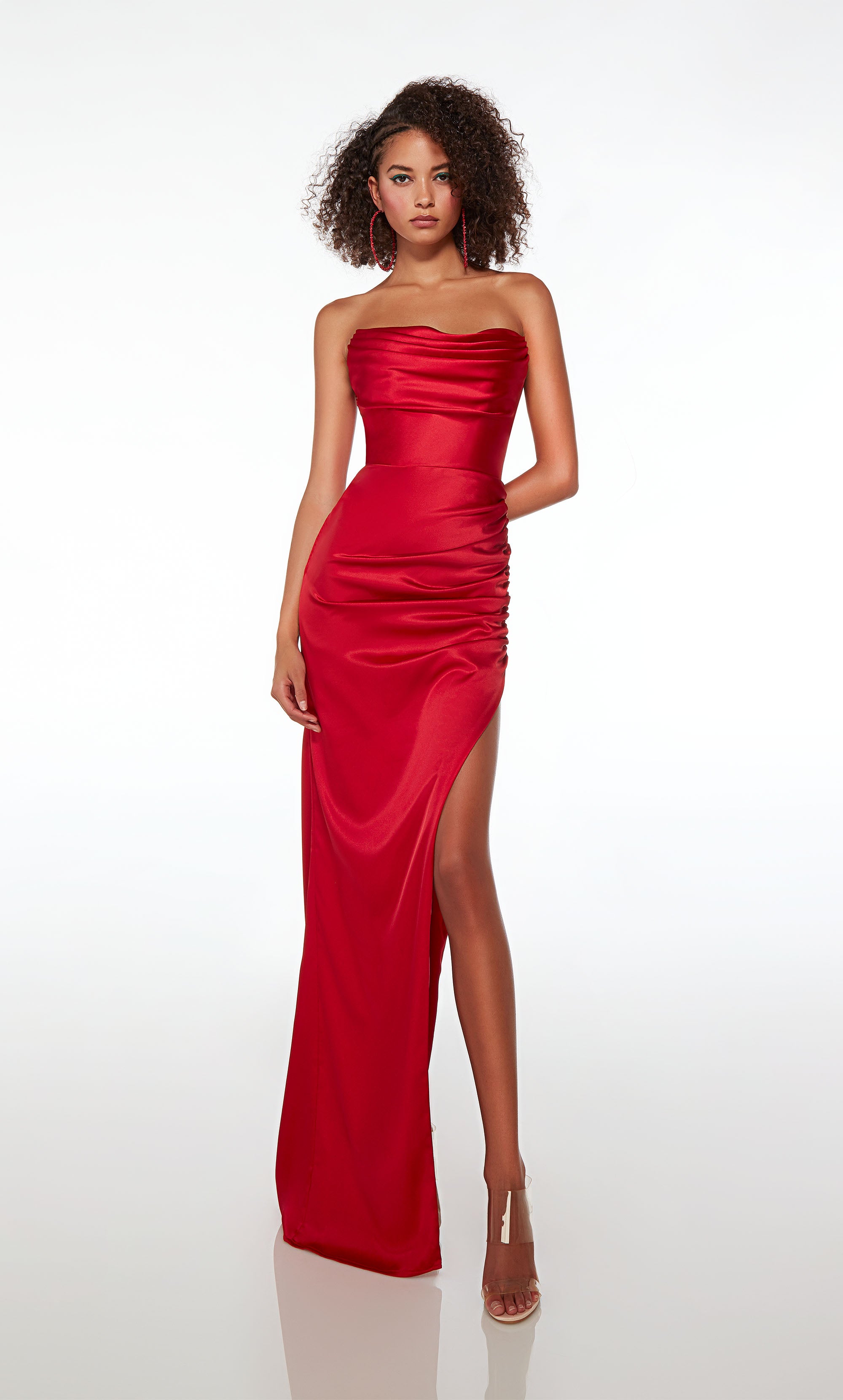 Ladivine CD886 Size 6 Hot Coral Long Fitted Satin Halter Prom Dress Ma –  Glass Slipper Formals