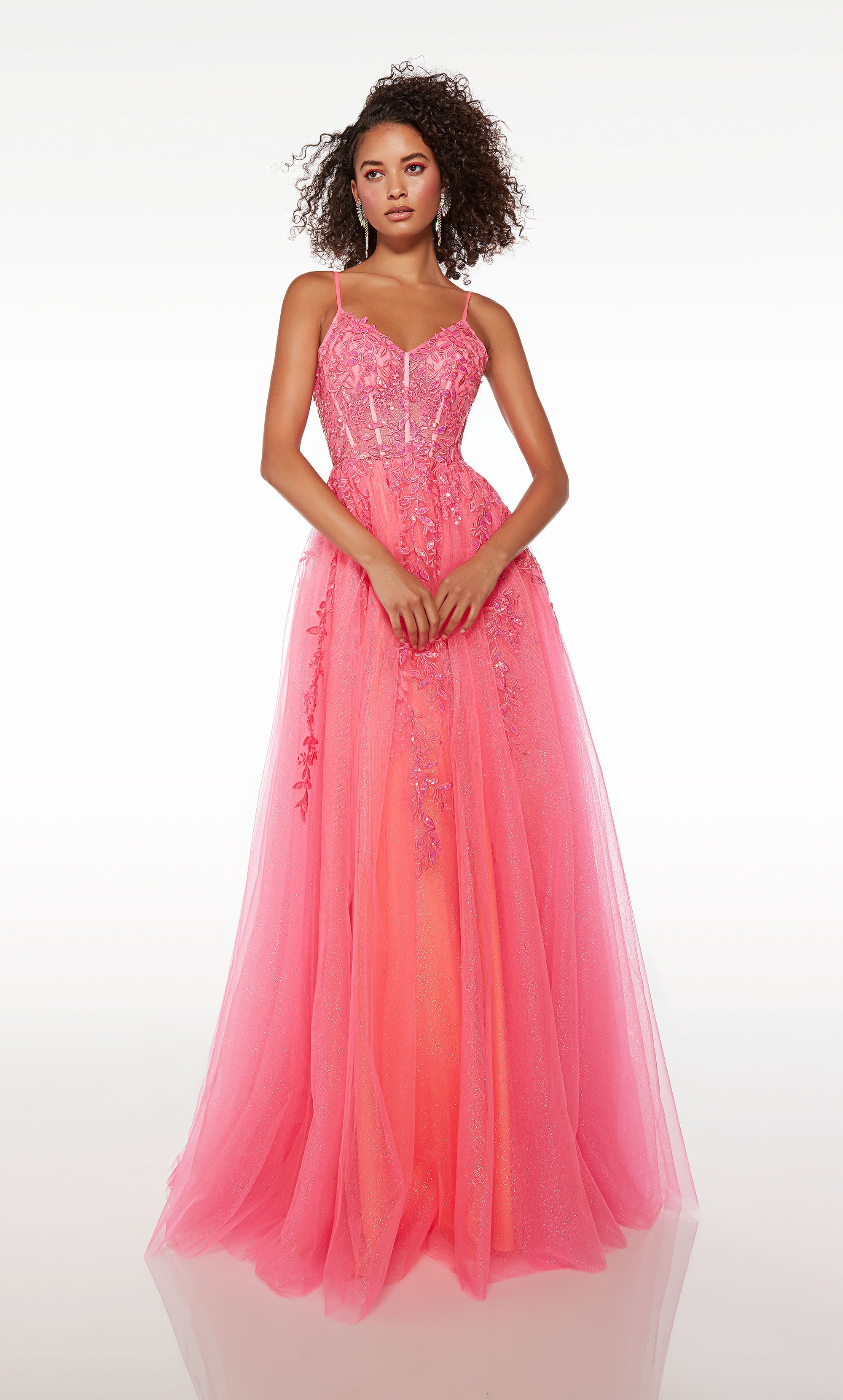 Pink Tulle A-line Off Shoulder Long Prom Dresses MP646 | Musebridals
