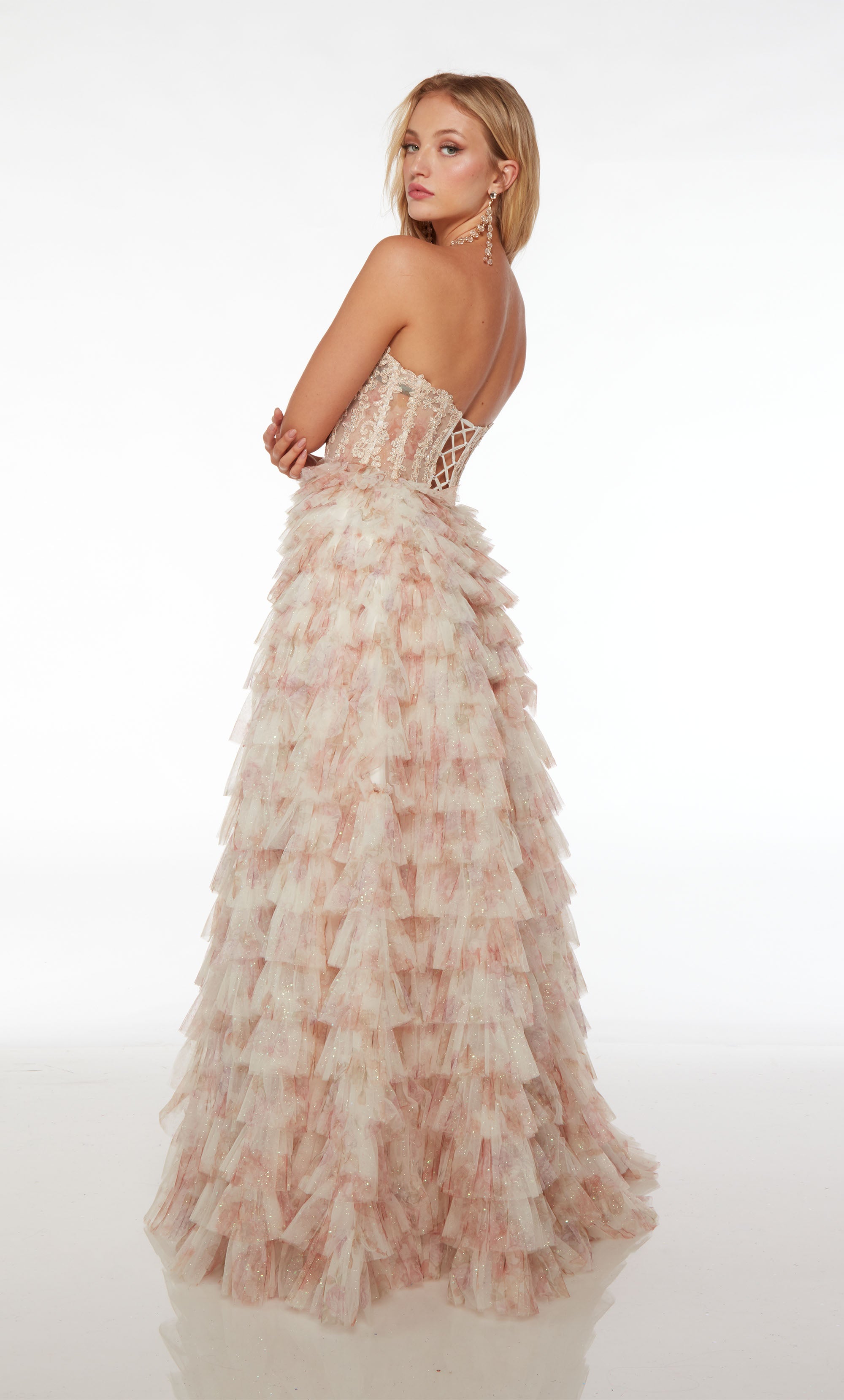 Sheer-Corset Strapless Long Tulle Prom Dress -PromGirl