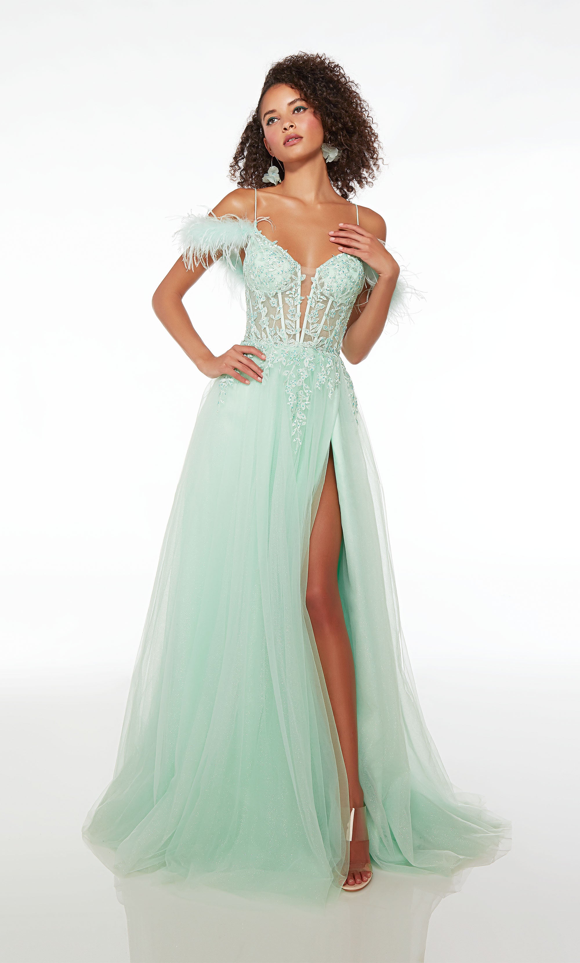 Formal Dress: 61561. Long, V-neck, Ballgown, Lace-up Back | Alyce