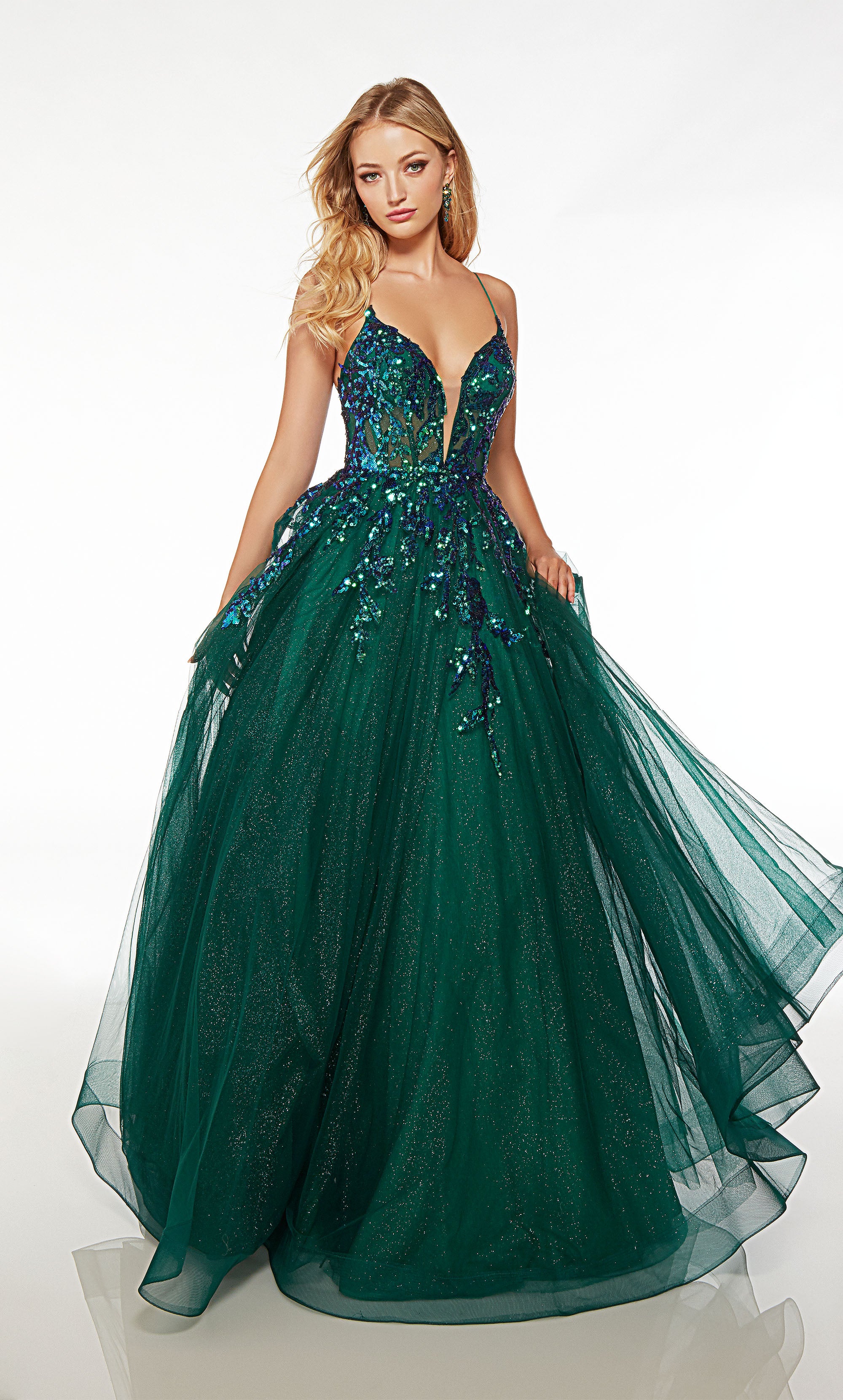 Jovani 02479 Emerald Cut Glass V Neck Prom Dress | NorasBridalBoutiqueNY