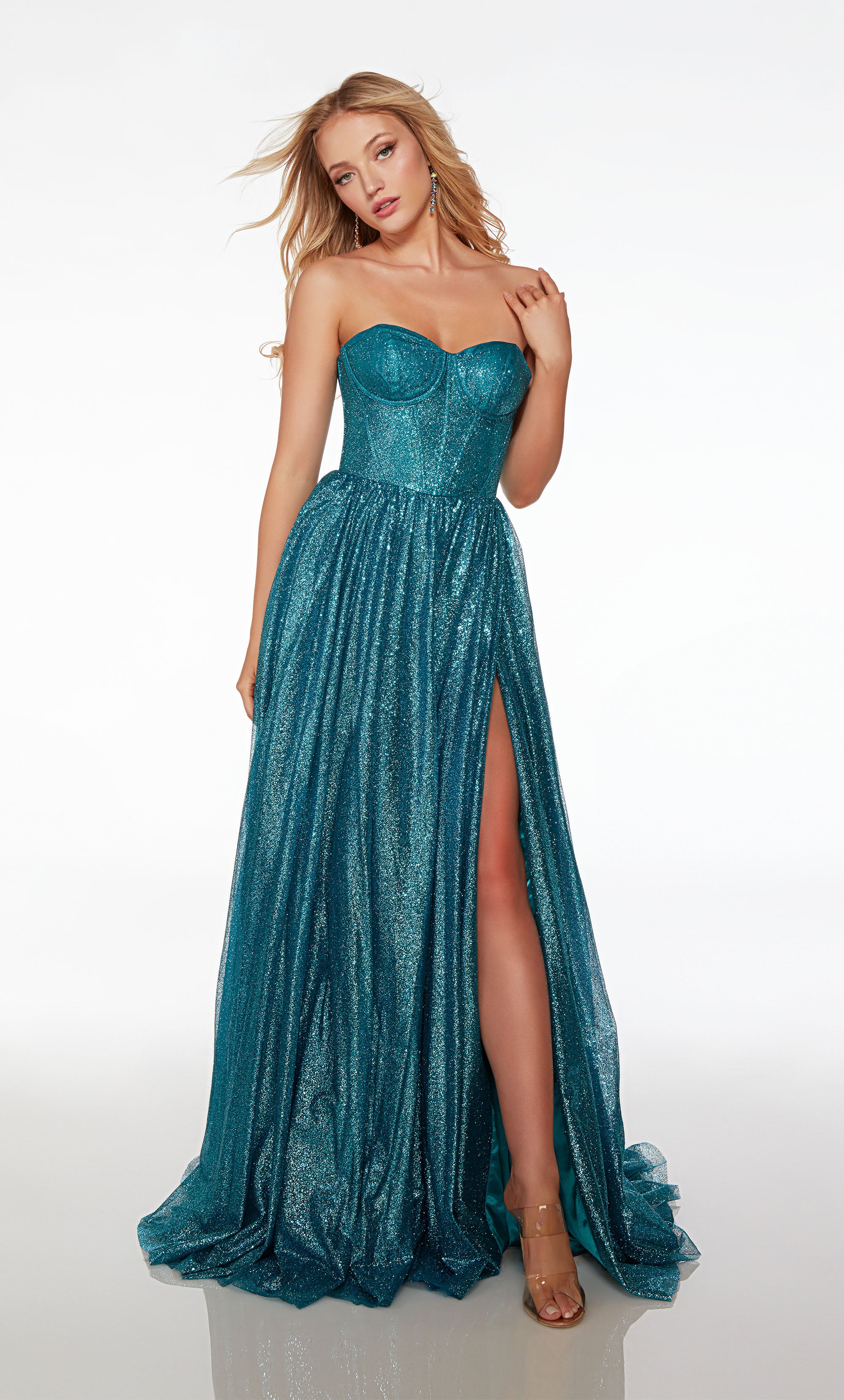 Dress: Lace-up Long, Back 61601. | Strapless, A-line, Formal Alyce Paris