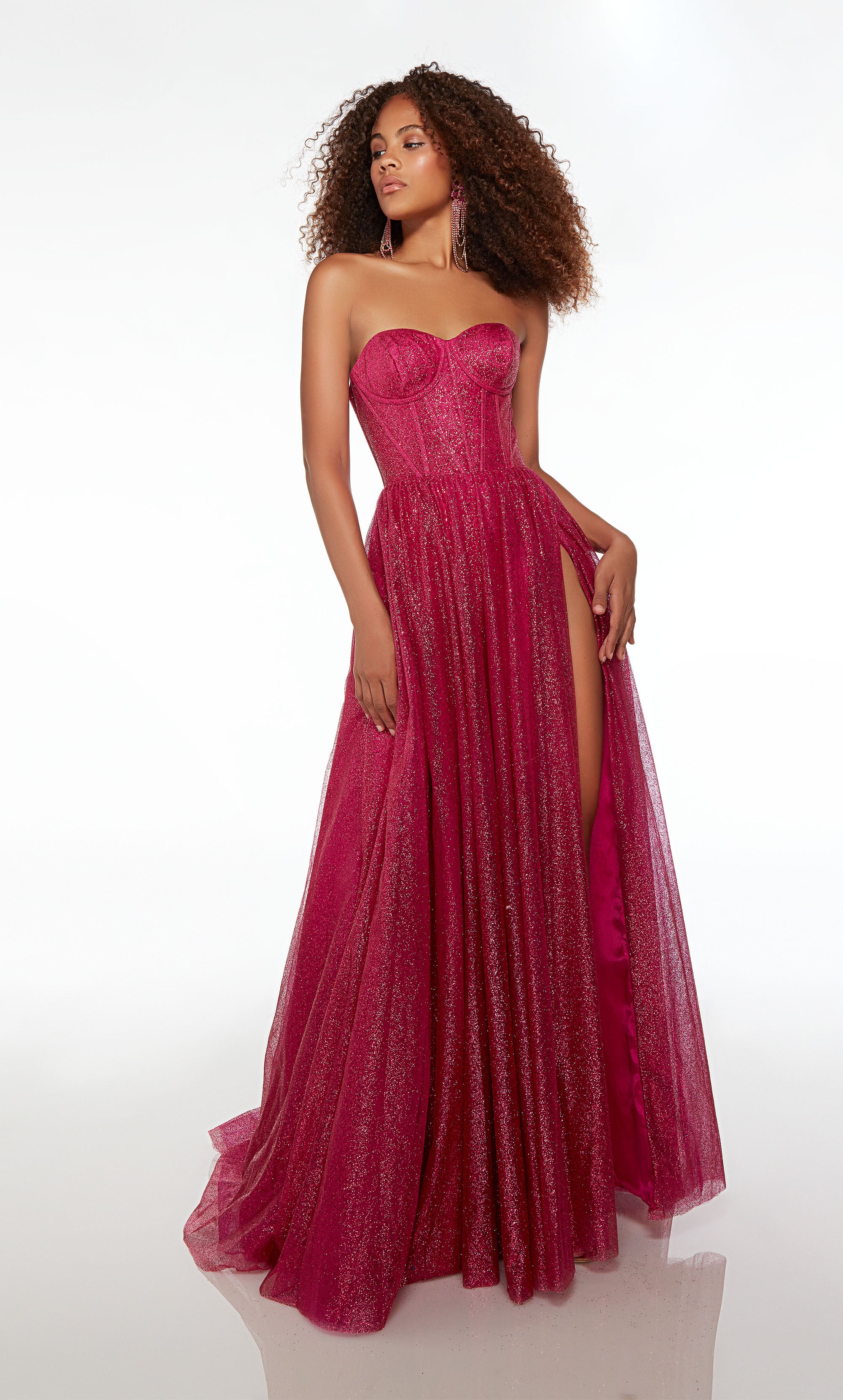 Red A-line Prom Gown,Off the Shoulder Prom Dress with Long Sleeves,Plu -  Wishingdress