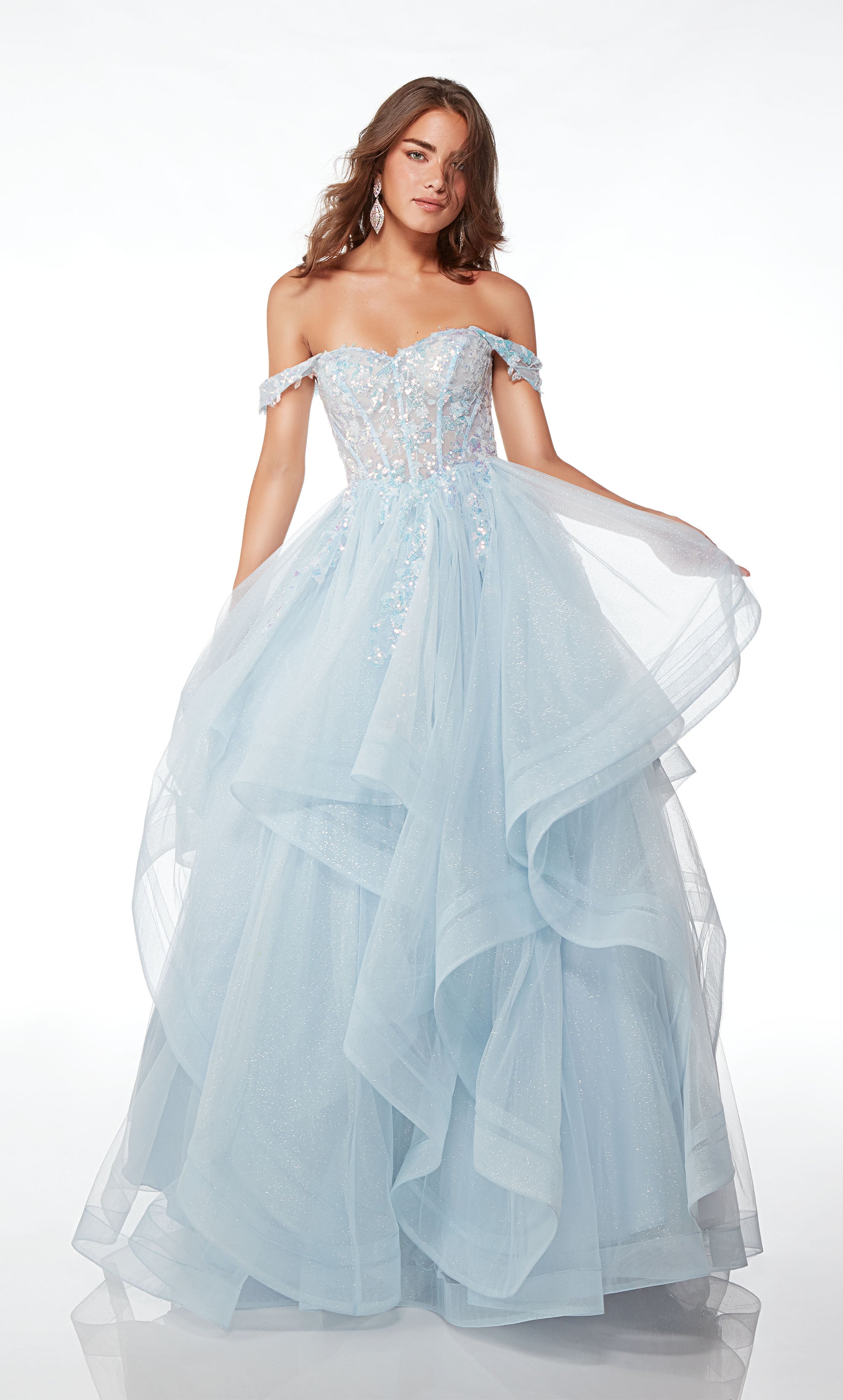 Corset Princessa Multilayer Tulle Ball Gown A1017 (Color: Paris Blue, Size:  2)