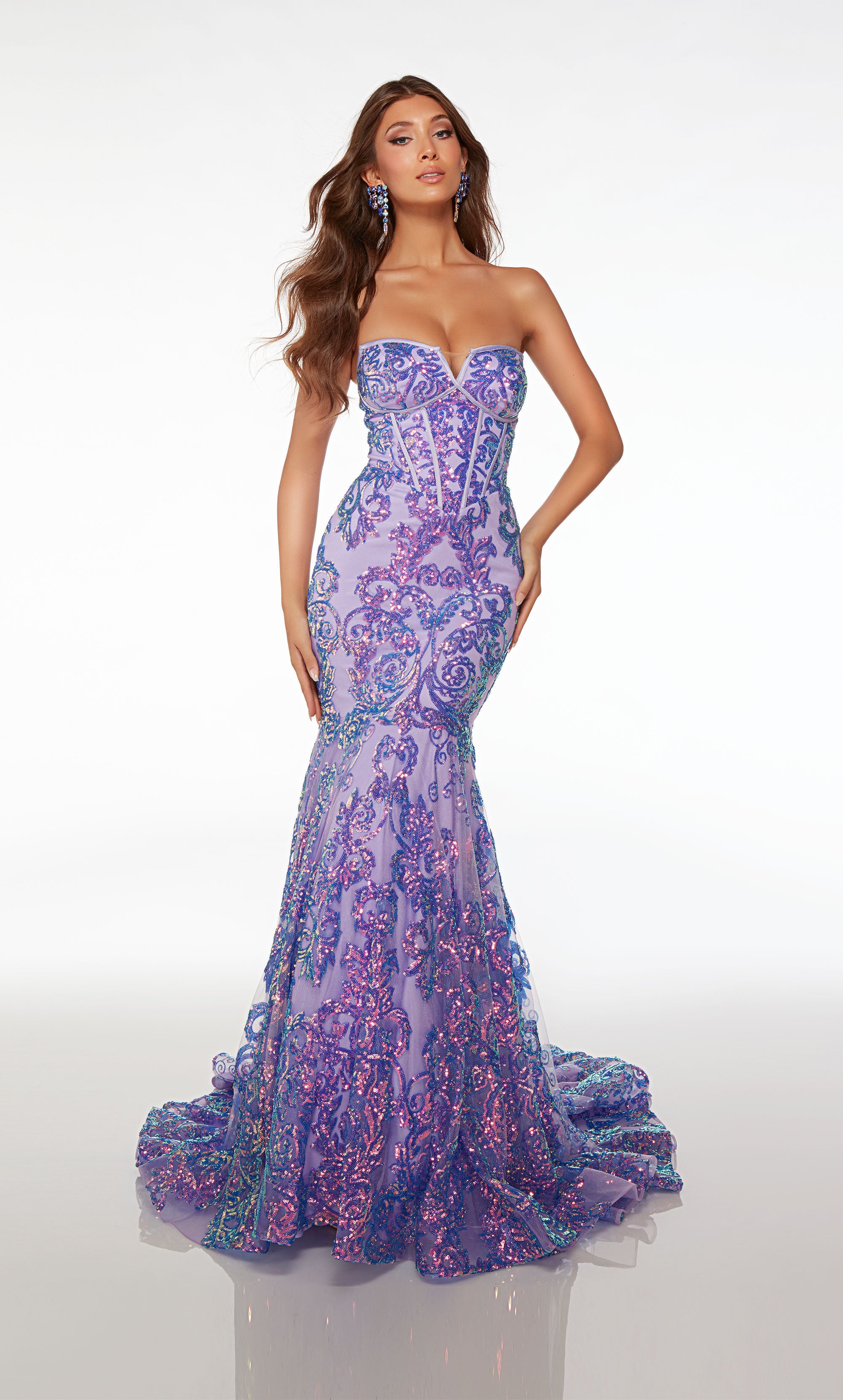 Formal Dress: 61674. Long, Plunging Neckline, Mermaid