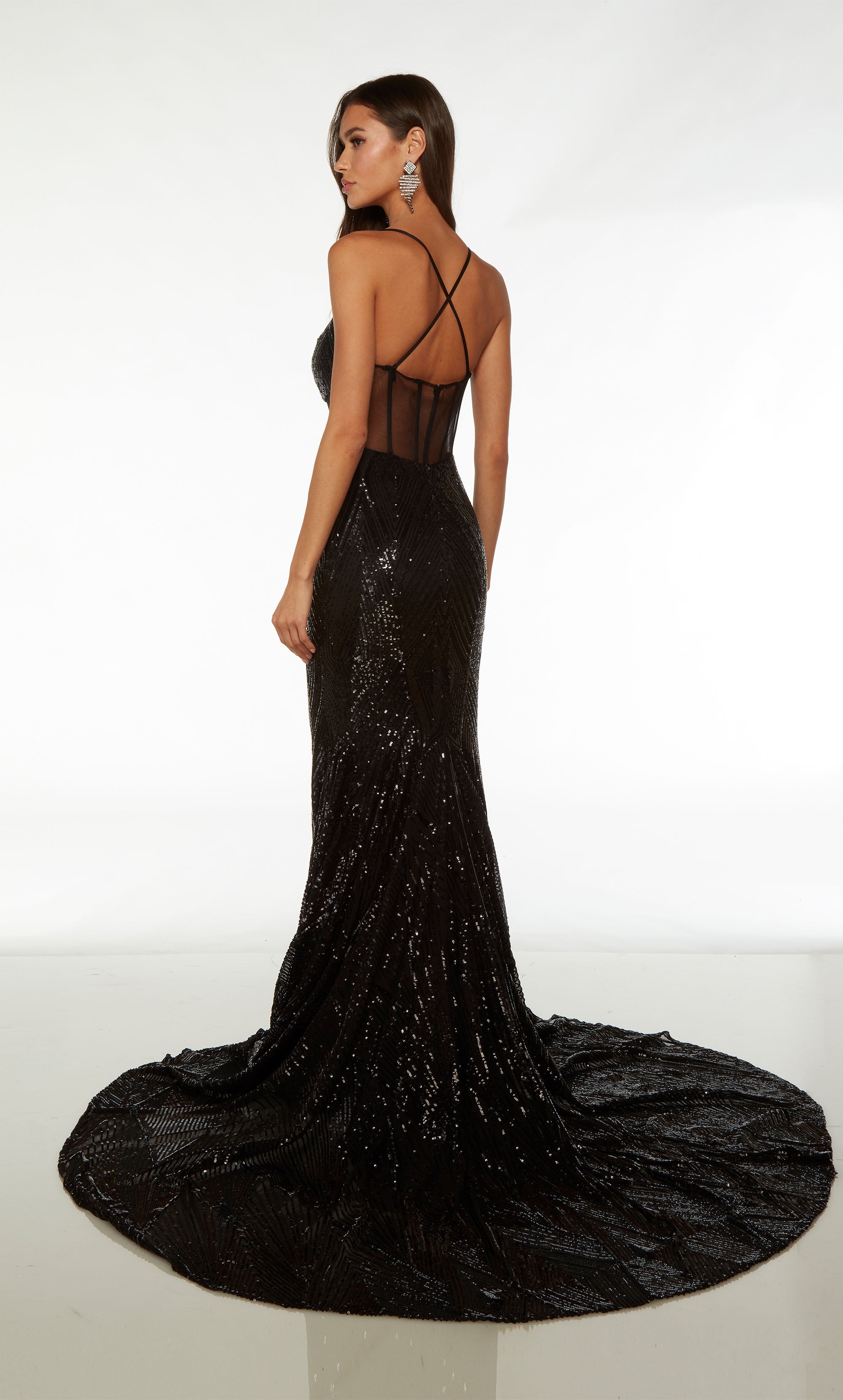 Formal Dress: 61186. Long Cut Out Dress, Scoop Neck, Straight