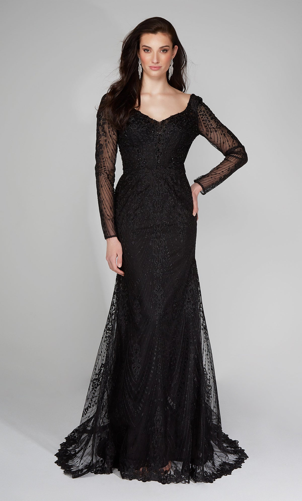 Formal Dress: 7030. Long Bridal Gown, V-neck, Fit N Flare | Alyce Paris