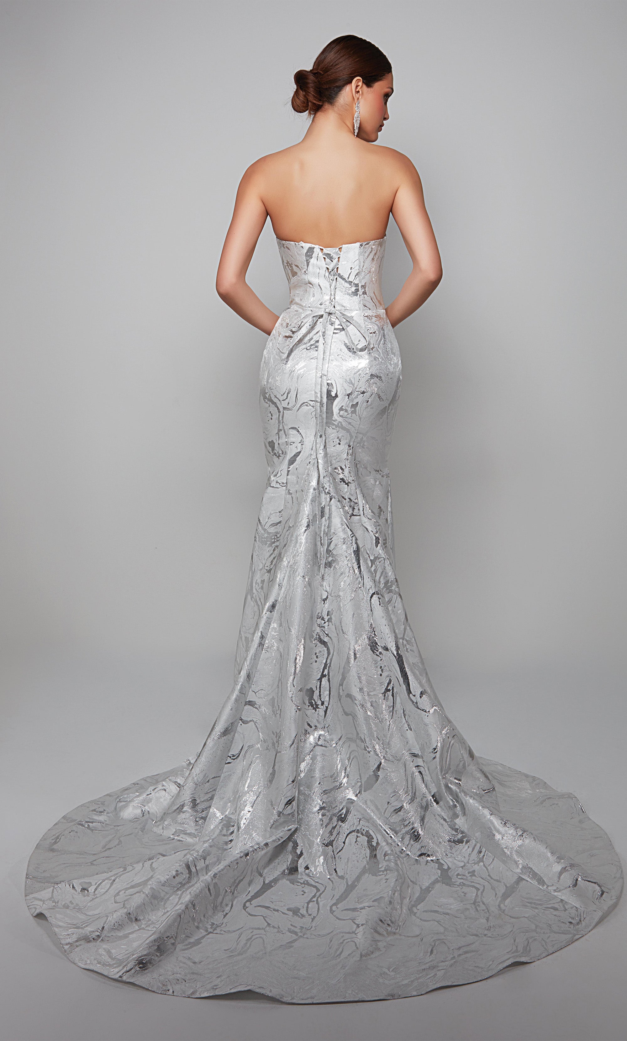 Formal Dress: 7055. Long, Strapless, Mermaid, Lace-up Back | Alyce