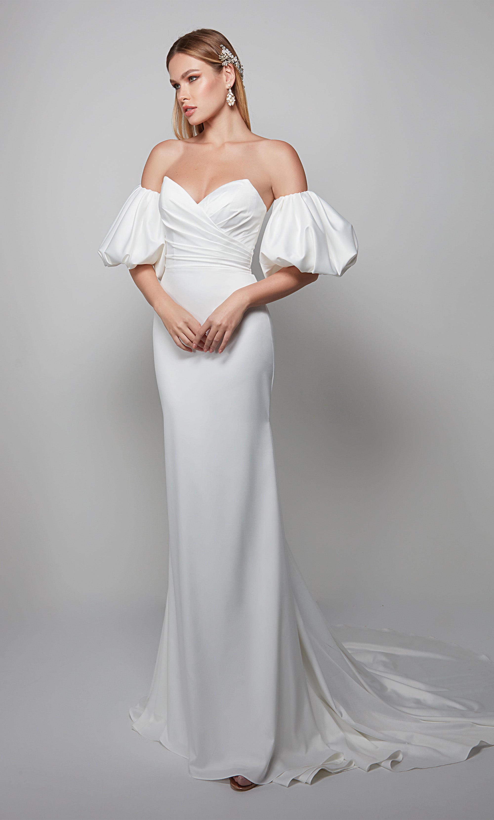 Sleek and sophisticated Satin, Fit n flare design  Simple wedding gowns,  Chic wedding dresses, Modern bridal gowns