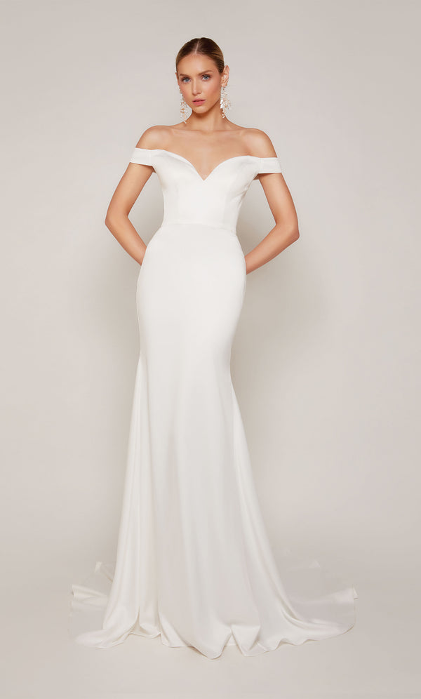 Formal Dress: 7098. Long, Off The Shoulder, Fit N Flare | Alyce Paris