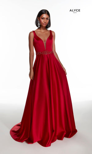 Formal Dress: 1422. Long, Plunging Neckline, A-Line Alyce Paris
