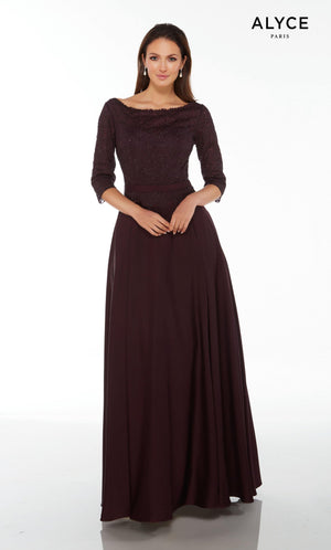 Formal Dress: 27099. Long, Bateau Neckline, Medium Fullness Alyce Paris