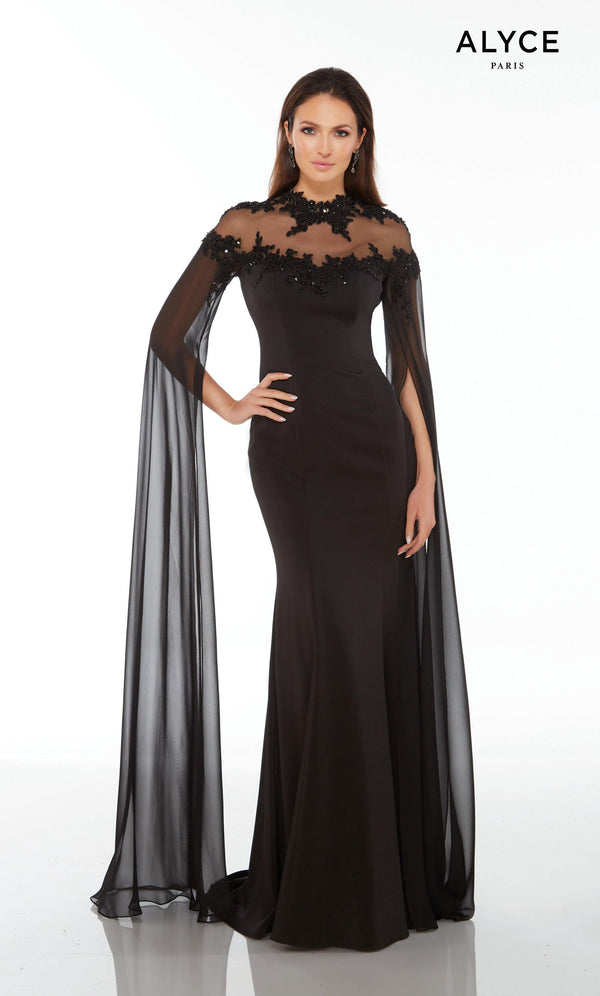 Formal Dress: 27173. Long, V-Neck, Straight, V Shaped Back | Alyce Paris