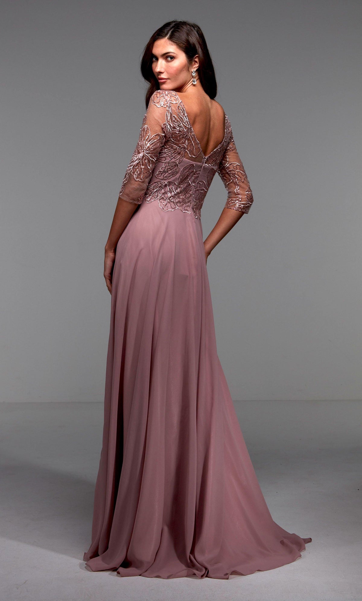 Formal Dress: 27475. Long Chiffon Dress, Illusion Neckline, Flowy Alyce Paris