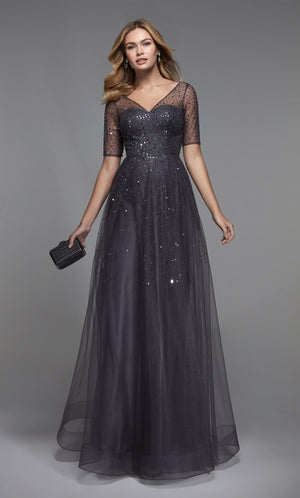 Formal Dress: 27481. Long Formal Dress, Illusion Neckline, Flowy Alyce Paris