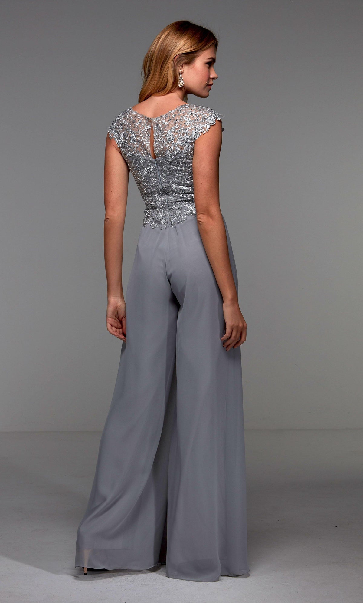 Formal Dress: 27488. Long Formal Playsuit, Illusion Neckline, Jumpsuit Alyce Paris