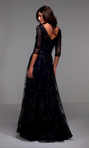 Formal Dress: 27494. Long Evening Dress, Illusion Neckline, A-line Alyce Paris