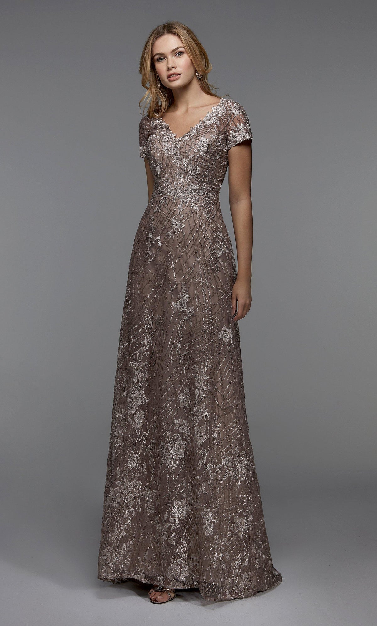 Formal Dress: 27525. Long Mob Dresses, Illusion Neckline, A-line Alyce Paris