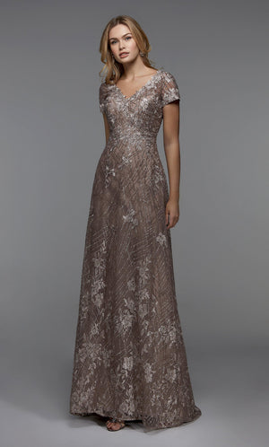 Formal Dress: 27525. Long Mob Dresses, Illusion Neckline, A-line Alyce Paris