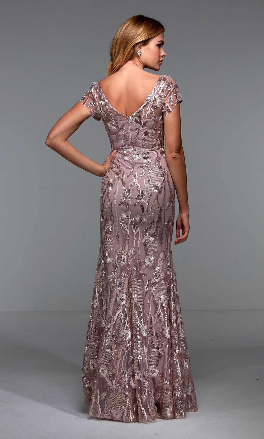 Formal Dress: 27505. Long Evening Dress, Illusion Neckline, Flowy