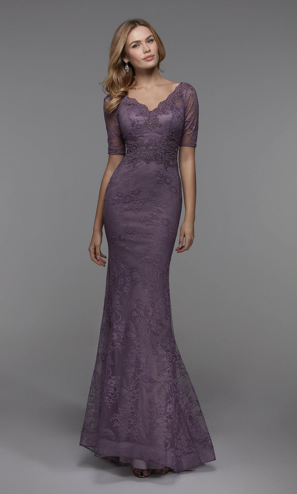 Formal Dress: 27505. Long Evening Dress, Illusion Neckline, Flowy