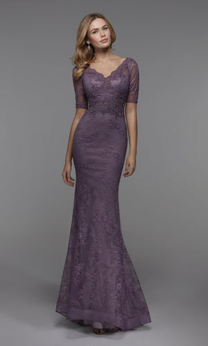Formal Dress 27536 Long Fitted Dresses Illusion Neckline Mermaid Alyce Paris