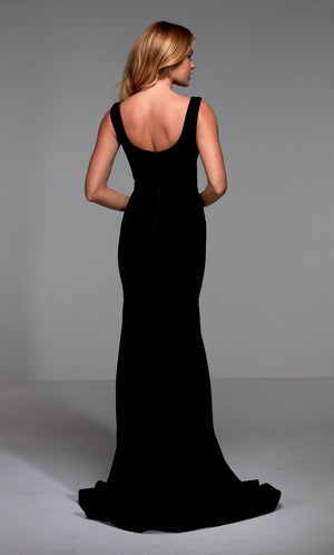 Black maxi dress with high neck and open back – ALBINA DYLA