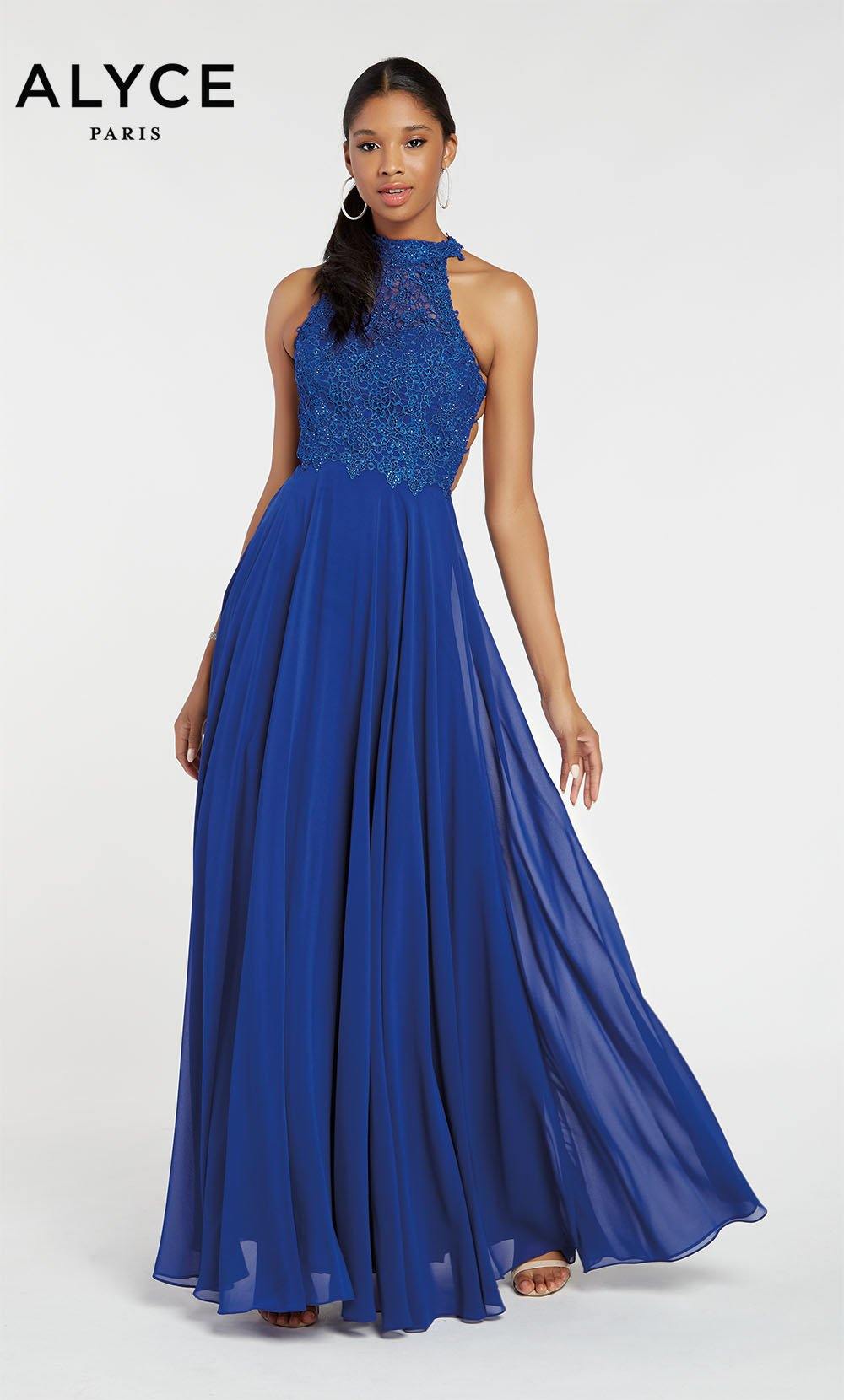 Formal Dress: 60061. Long, Halter, Flowy, Racer Back