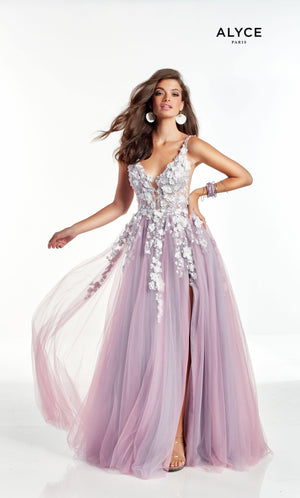 Formal Dress: 60894. Long, Plunging Neckline, A-line Alyce Paris