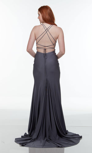 Formal Dress: 61156. Long Drape Dresses, V-neck, Straight Alyce Paris
