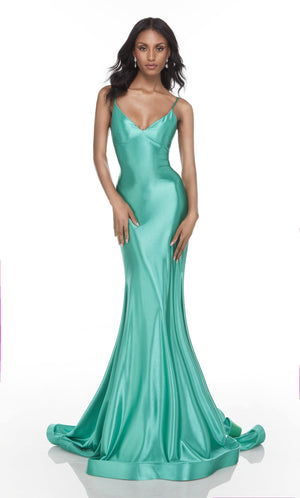 Formal Dress: 61169. Long Slinky Dress, V-neck, Fit N Flare Alyce Paris