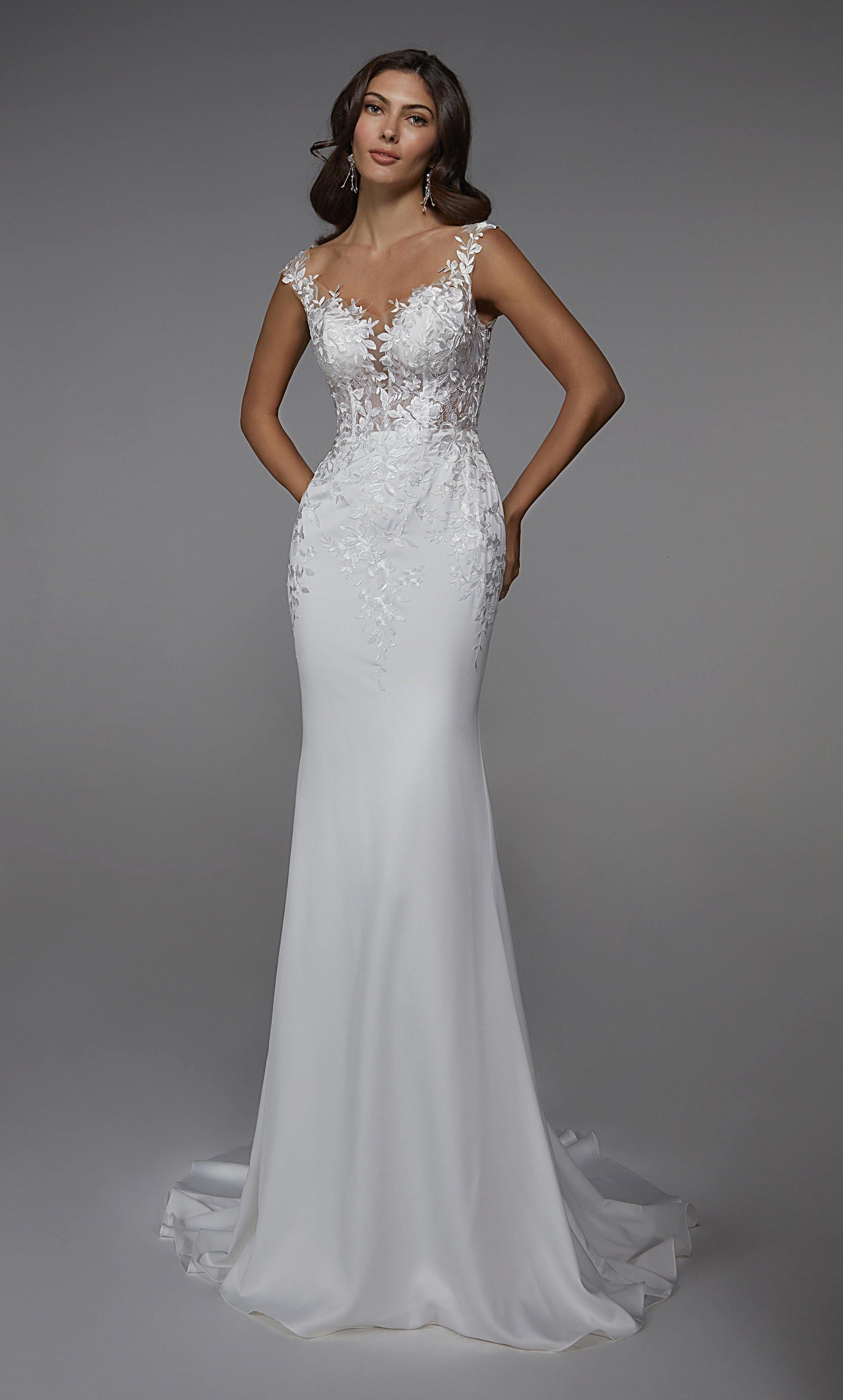 Formal Dress: 7026. Long Bridal Gown, Off The Shoulder, Fit N Flare Alyce Paris