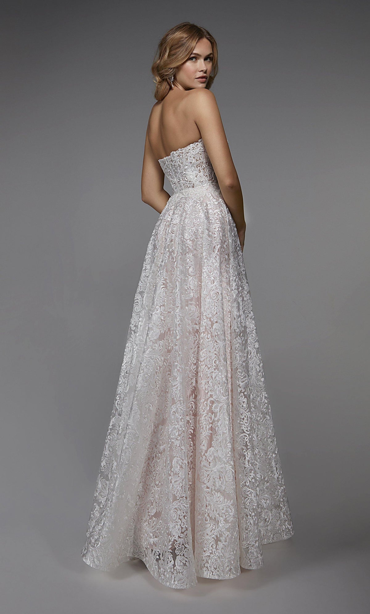 Formal Dress: 7033. Long Bridal Gown, Strapless, A-line, Closed Alyce Paris