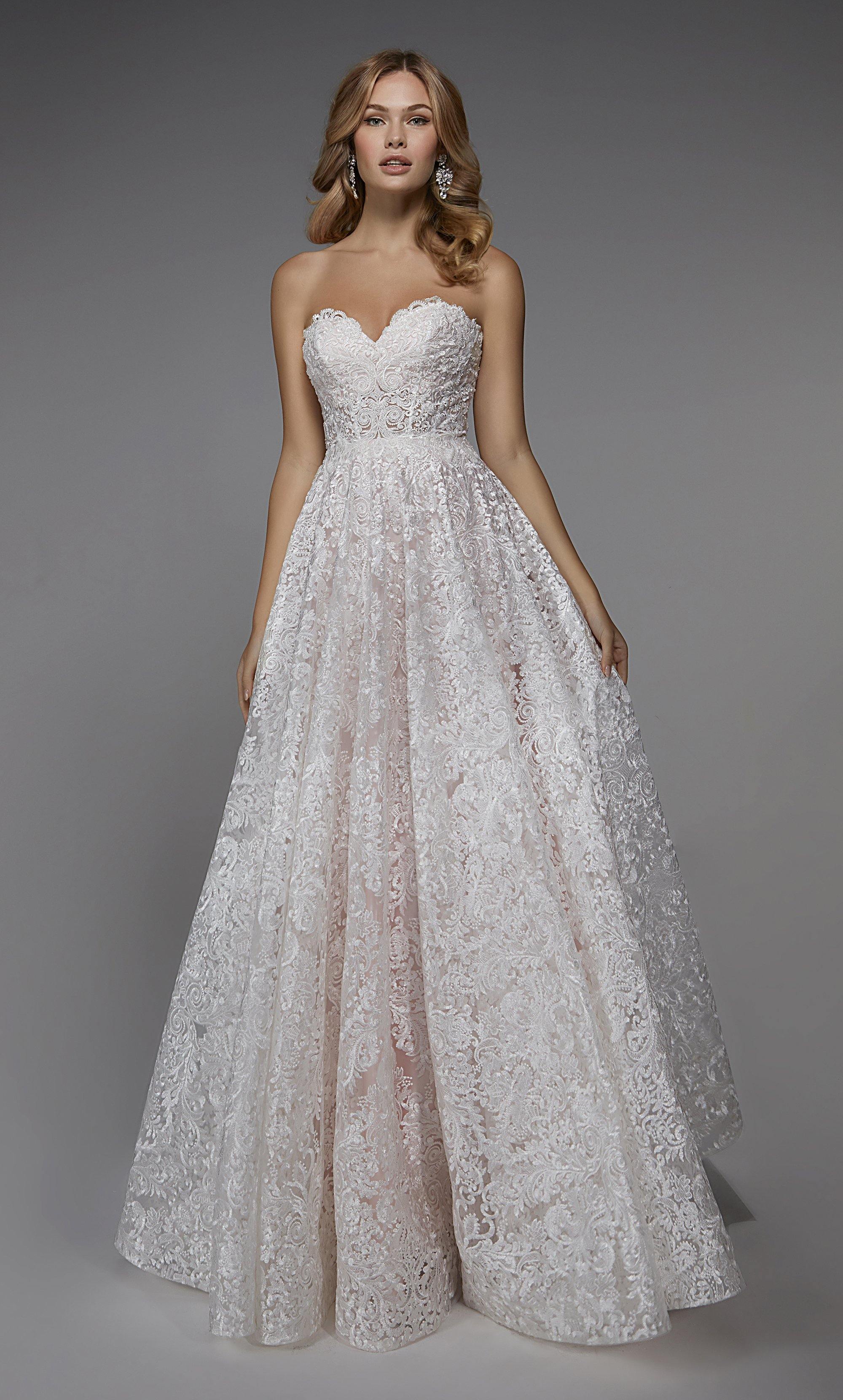 Formal Dress: 7033. Long Bridal Gown, Strapless, A-line, Closed Alyce Paris